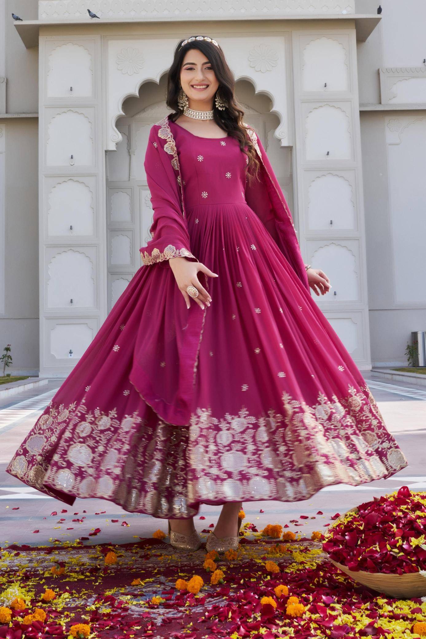 Launching New Festival Ram-0153 Georgette Pink Wholesale best lehengha choli supplier in india